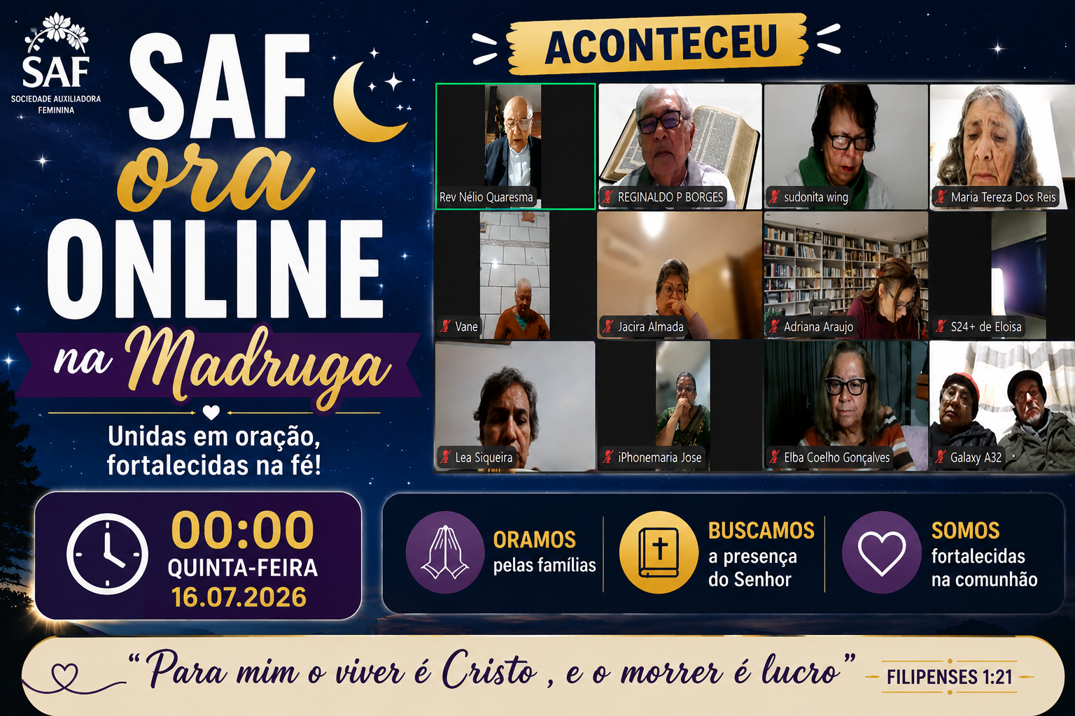 Rev. Pinho Borges no SAFs Ora Online na Madrugada