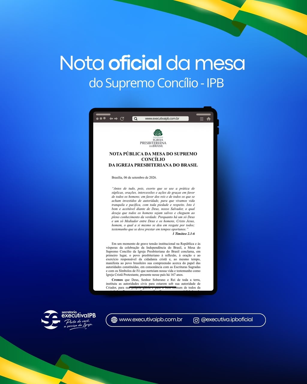 Nota Pública da Mesa do SC/IPB