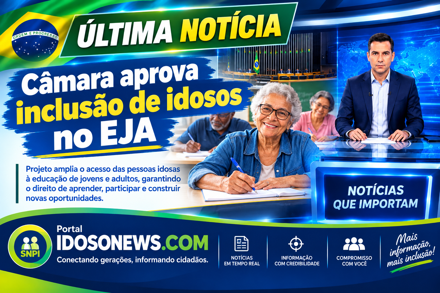 Câmara aprova inclusão de idosos na EJA