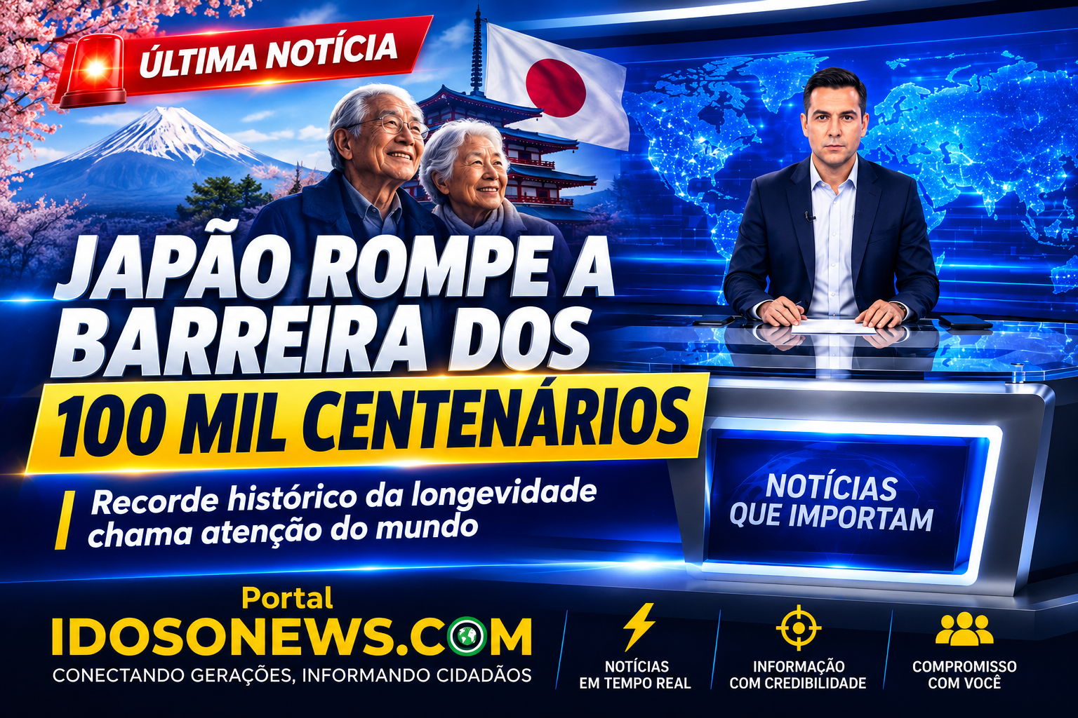 Japão rompe barreira dos cem mil centenários